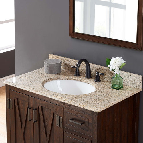 Tile & Top 31'' Granite Single Bathroom Vanity Top with Sink & Reviews